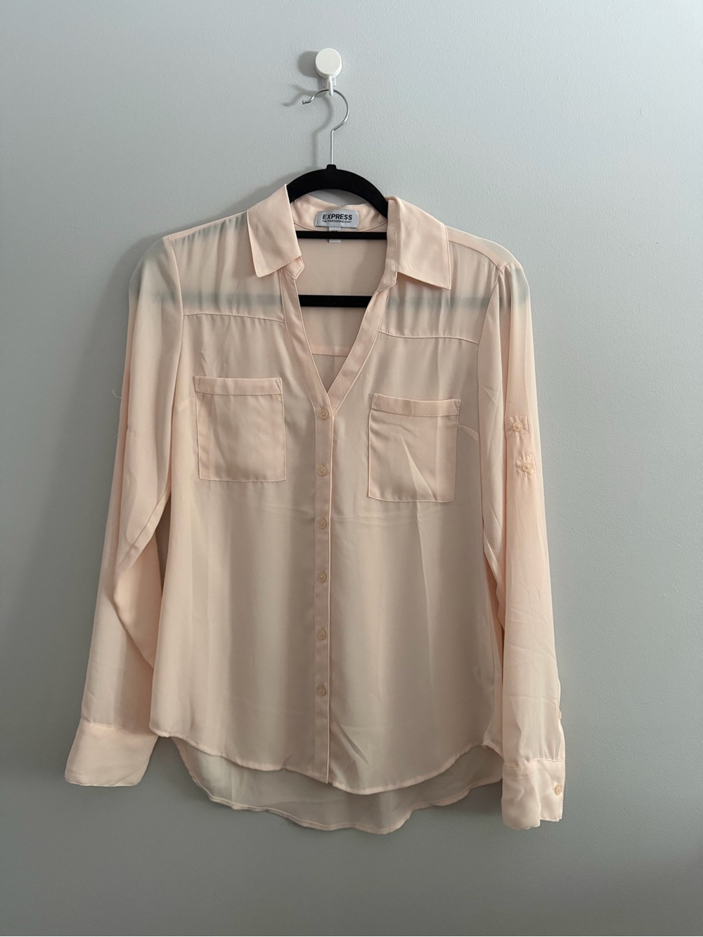 Express Pale Blush Long-Sleeve Button Down Shirt